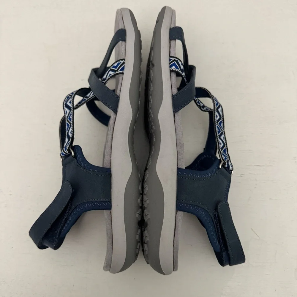 Siketu Embroidered Outdoor Comfort Sandals Navy Blue Size 42